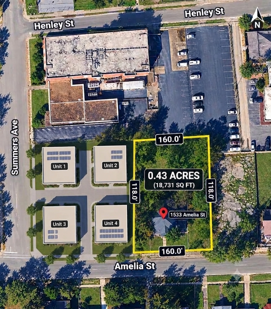 Aerial location for 1533 Amelia Street